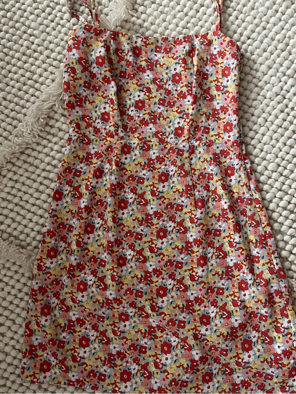 Nasty Gal Red Floral Spaghetti-Strap Dress